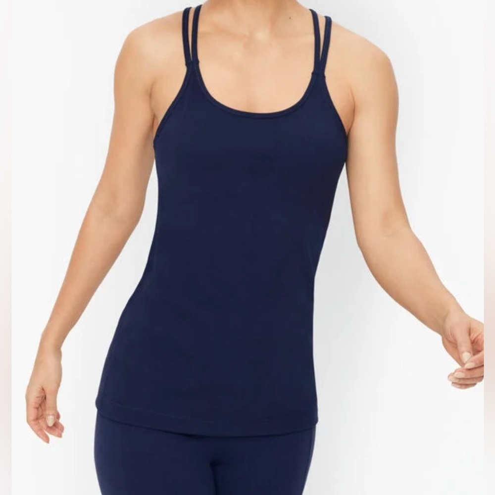Talbots Womens Plus Size Strappy Back Bra Tank 3XL Navy Blue Workout Gym Casual